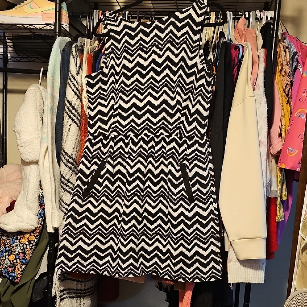 Charming Charlie Black and White Chevron Dress